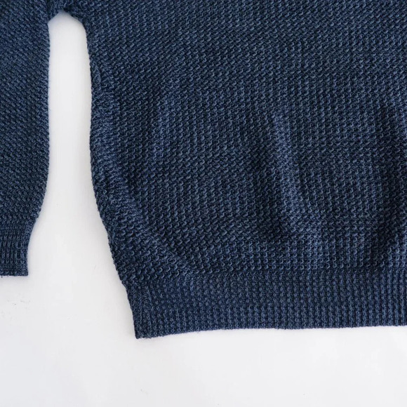 Vintage David Taylor Navy Fine Knit 3D Eclectic Grandpa V Neck Sweater Medium - Picture 6 of 9